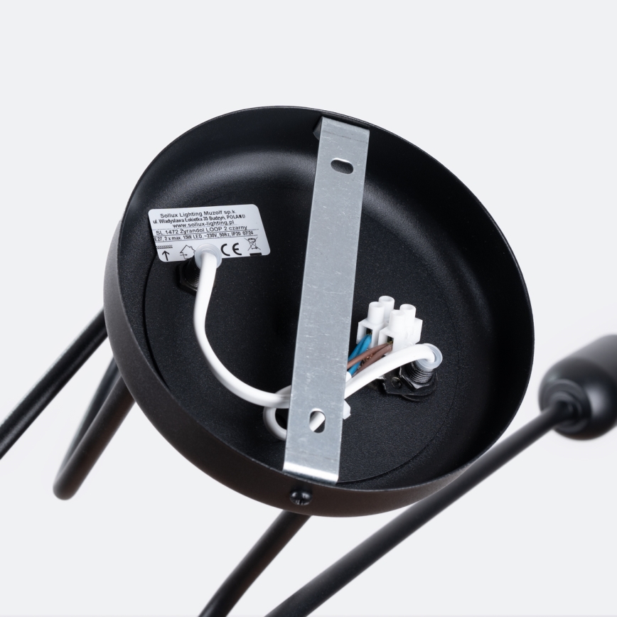 Bevestigde hanglamp LOOP 2xE27/15W/230V zwart