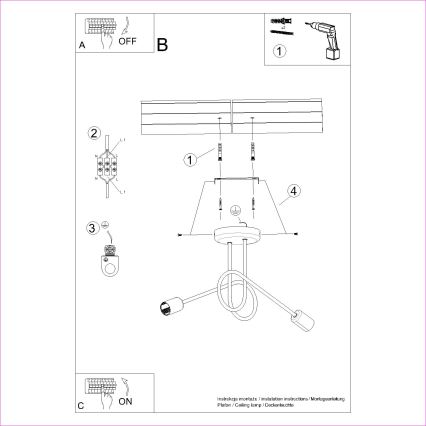Bevestigde hanglamp LOOP 2xE27/15W/230V zwart