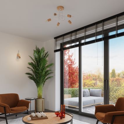 Applique murale EMBER 1xE27/15W/230V blanc/beige/hêtre