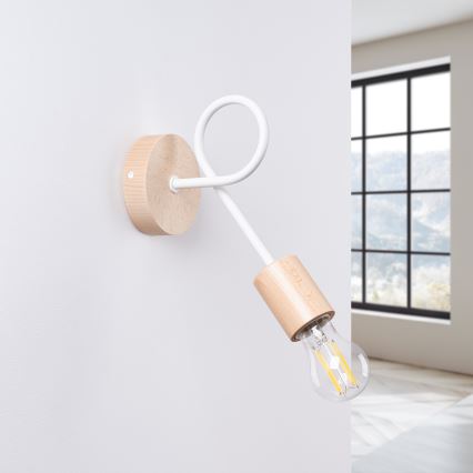 Applique murale EMBER 1xE27/15W/230V blanc/beige/hêtre