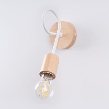 Applique murale EMBER 1xE27/15W/230V blanc/beige/hêtre