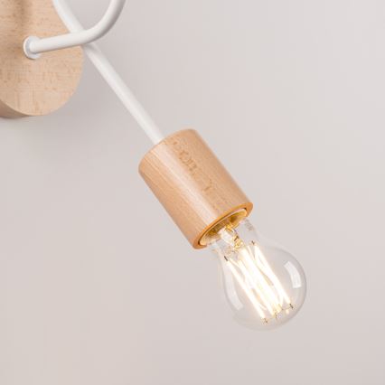 Applique murale EMBER 1xE27/15W/230V blanc/beige/hêtre
