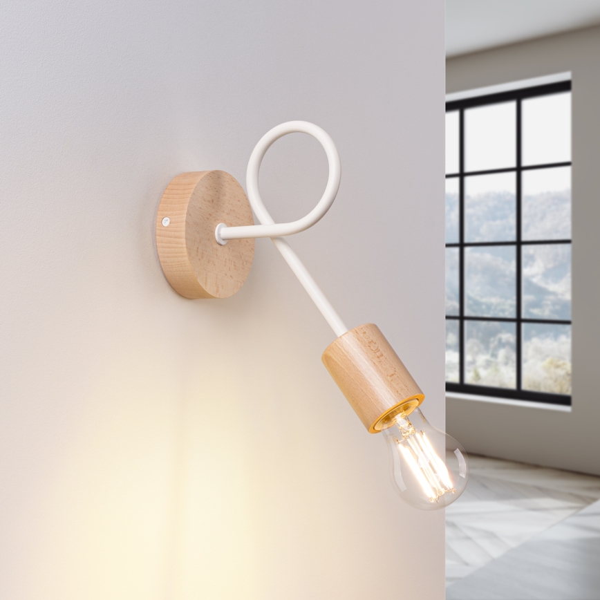 Wandlamp EMBER 1xE27/15W/230V wit/beige/beuken
