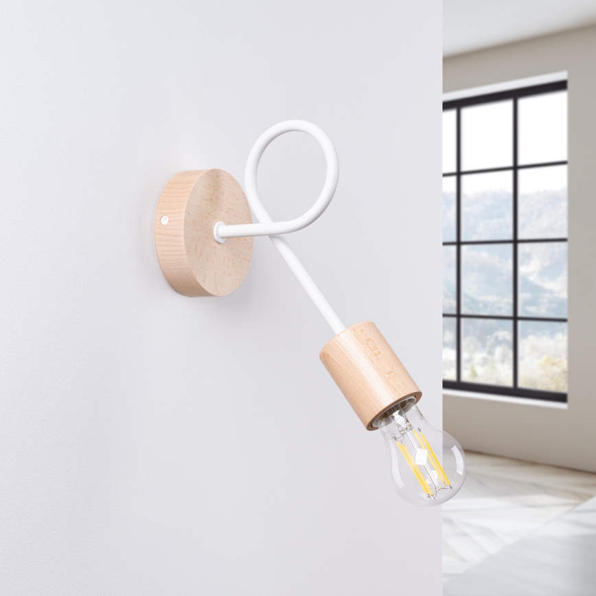 Wandlamp EMBER 1xE27/15W/230V wit/beige/beuken