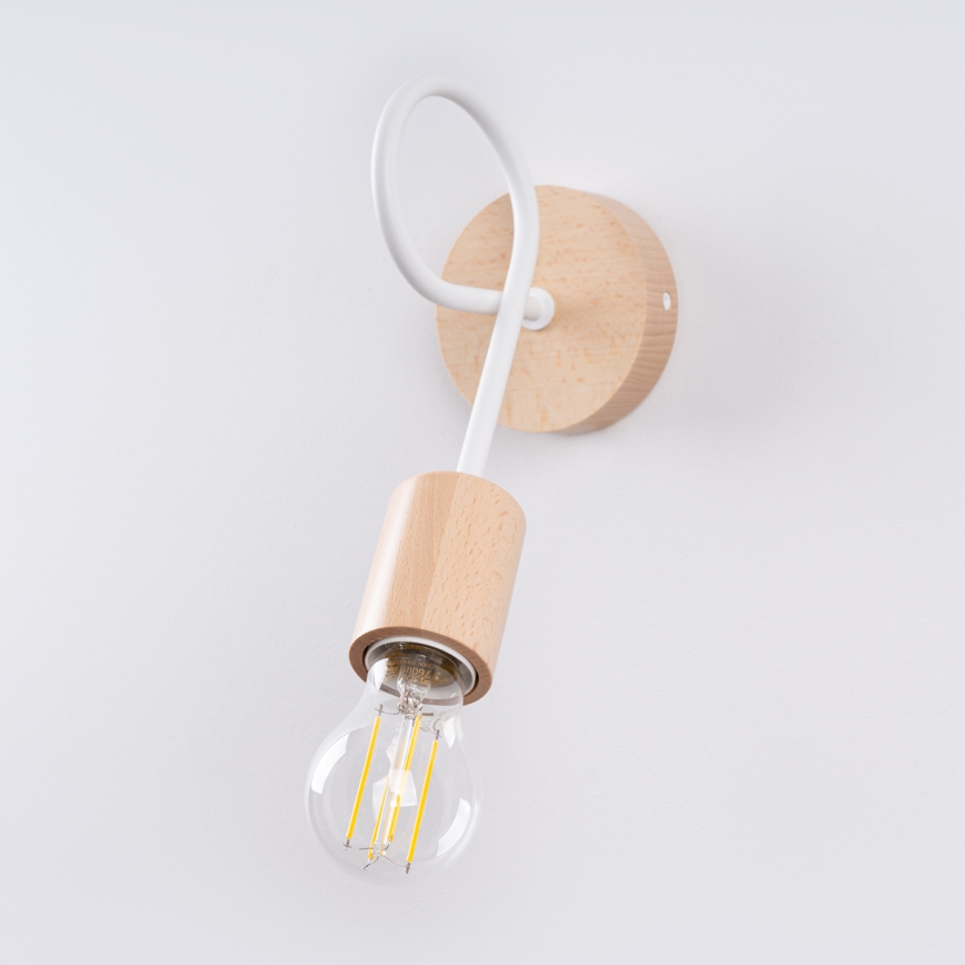 Wandlamp EMBER 1xE27/15W/230V wit/beige/beuken
