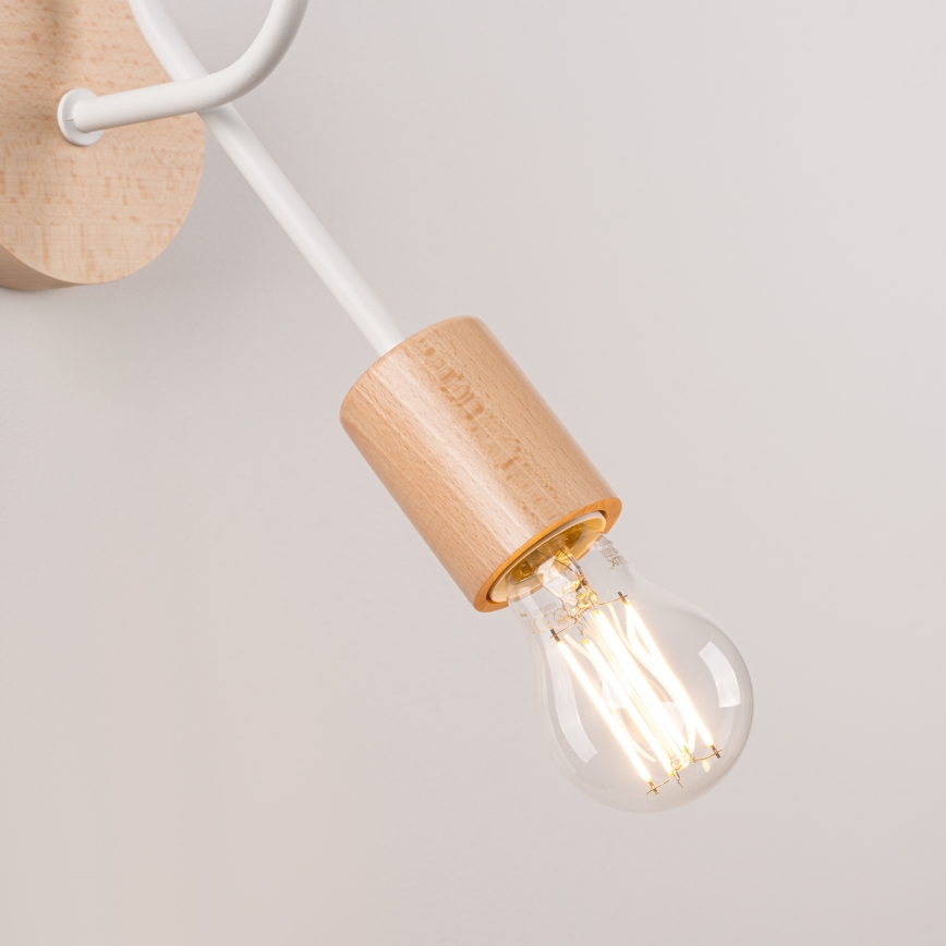 Wandlamp EMBER 1xE27/15W/230V wit/beige/beuken