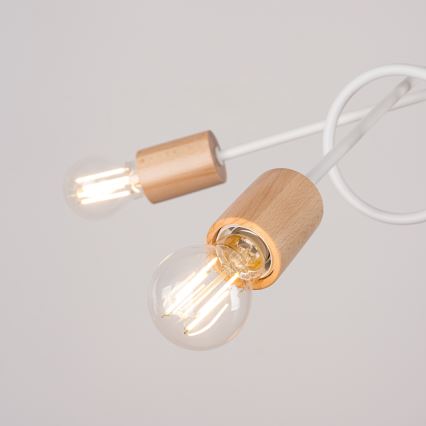 Bevestigde hanglamp EMBER 5xE27/15W/230V wit/beige/beuken