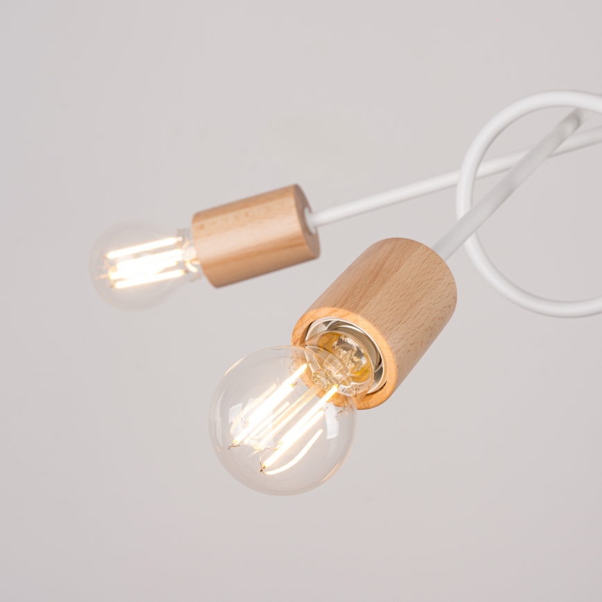 Bevestigde hanglamp EMBER 5xE27/15W/230V wit/beige/beuken