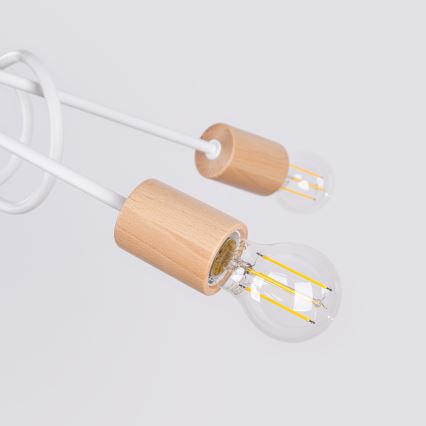 Bevestigde hanglamp EMBER 5xE27/15W/230V wit/beige/beuken