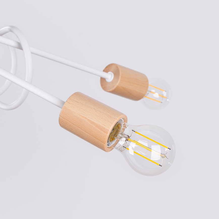 Bevestigde hanglamp EMBER 5xE27/15W/230V wit/beige/beuken