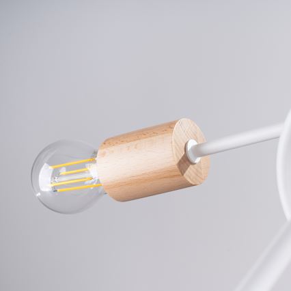 Bevestigde hanglamp EMBER 5xE27/15W/230V wit/beige/beuken