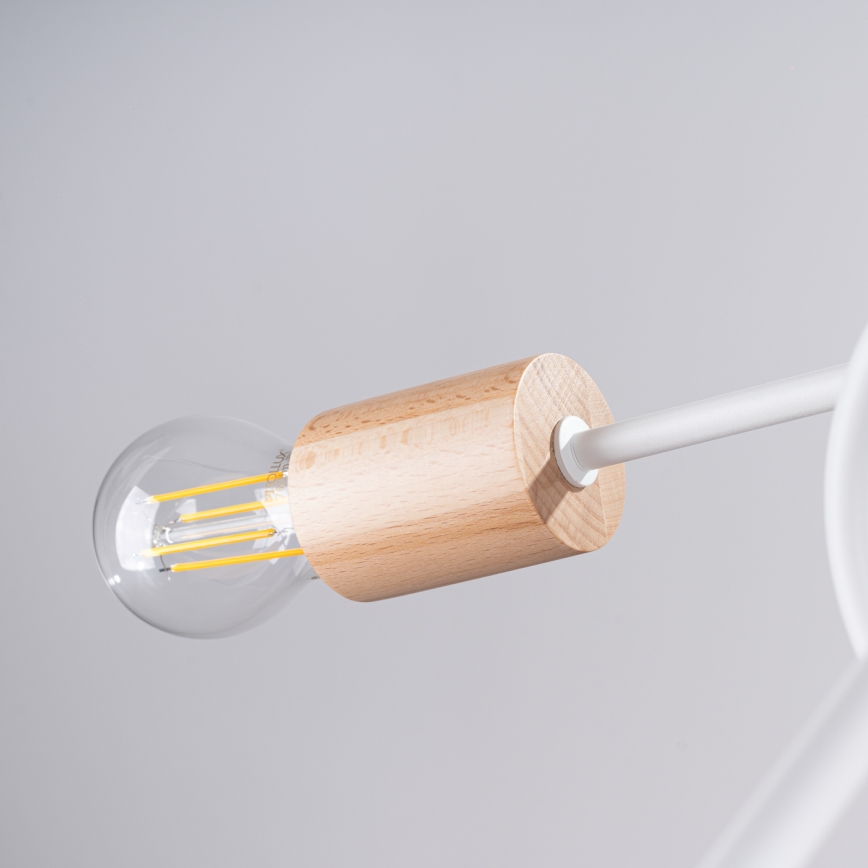 Bevestigde hanglamp EMBER 5xE27/15W/230V wit/beige/beuken