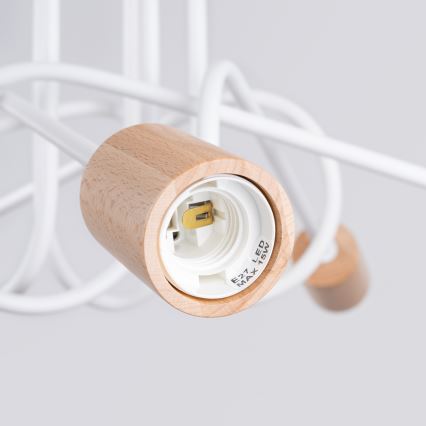 Bevestigde hanglamp EMBER 5xE27/15W/230V wit/beige/beuken
