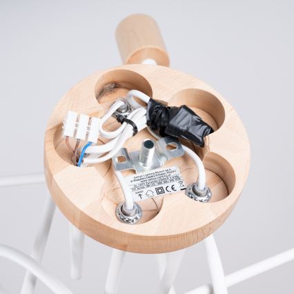 Bevestigde hanglamp EMBER 5xE27/15W/230V wit/beige/beuken