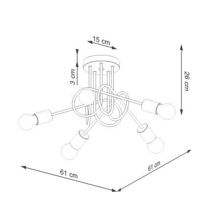 Bevestigde hanglamp EMBER 5xE27/15W/230V wit/beige/beuken