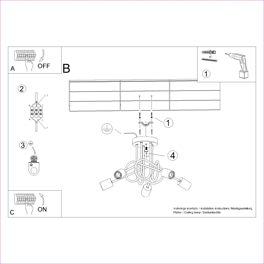 Bevestigde hanglamp EMBER 5xE27/15W/230V wit/beige/beuken