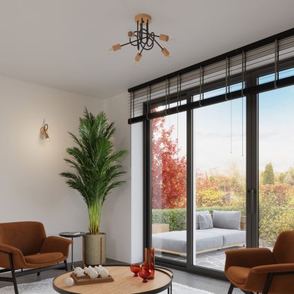 Applique murale EMBER 1xE27/15W/230V noir/beige/hêtre