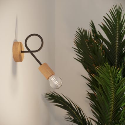 Applique murale EMBER 1xE27/15W/230V noir/beige/hêtre
