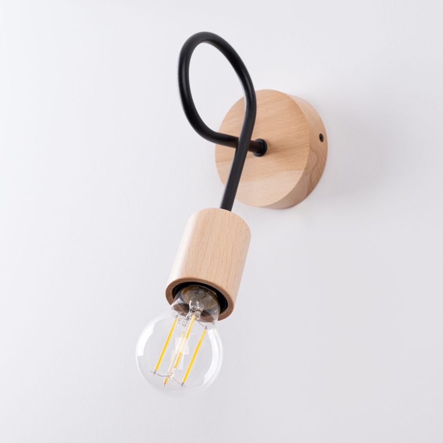 Applique murale EMBER 1xE27/15W/230V noir/beige/hêtre