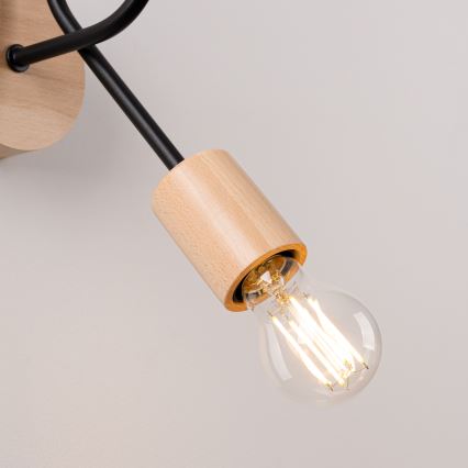 Applique murale EMBER 1xE27/15W/230V noir/beige/hêtre