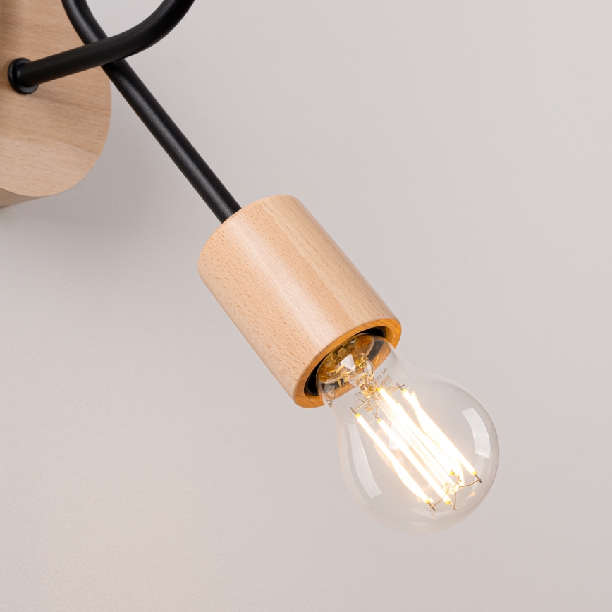 Applique murale EMBER 1xE27/15W/230V noir/beige/hêtre