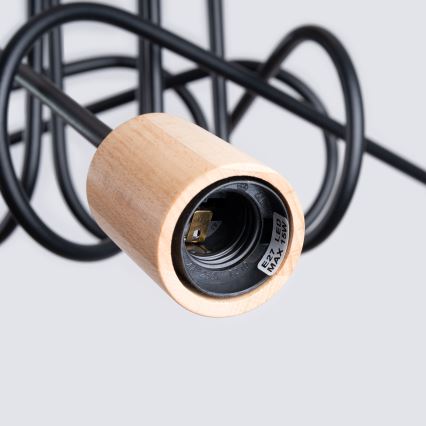 Bevestigde hanglamp EMBER 5xE27/15W/230V zwart/beige/beuken