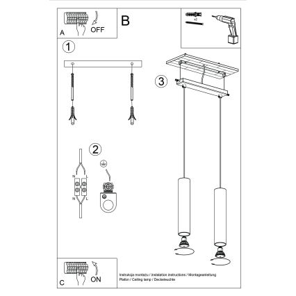 Suspension filaire LAGOS 2xGU10/10W/230V crème