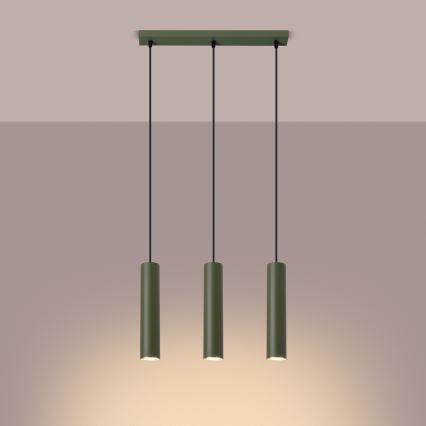 Hanglamp aan een koord LAGOS 3xGU10/10W/230V groen