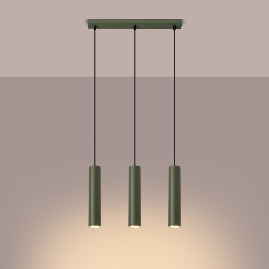 Hanglamp aan een koord LAGOS 3xGU10/10W/230V groen