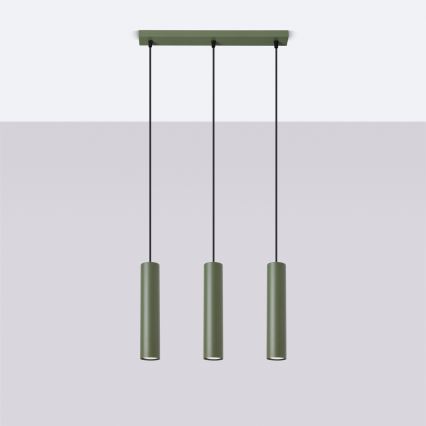 Hanglamp aan een koord LAGOS 3xGU10/10W/230V groen