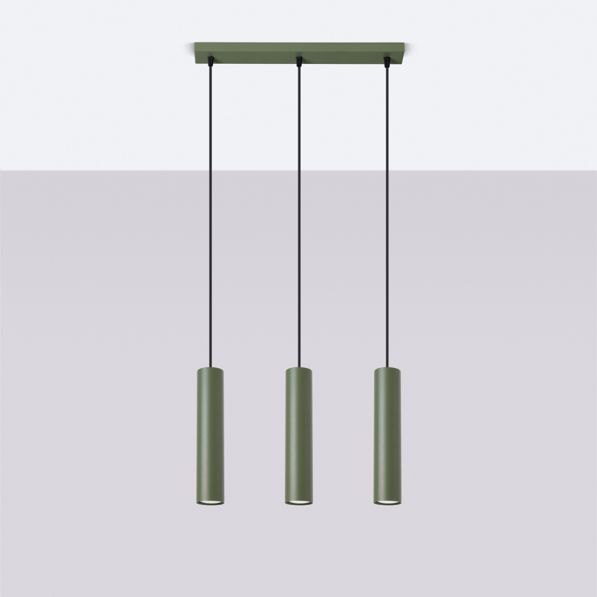 Hanglamp aan een koord LAGOS 3xGU10/10W/230V groen