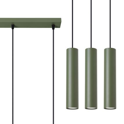 Hanglamp aan een koord LAGOS 3xGU10/10W/230V groen