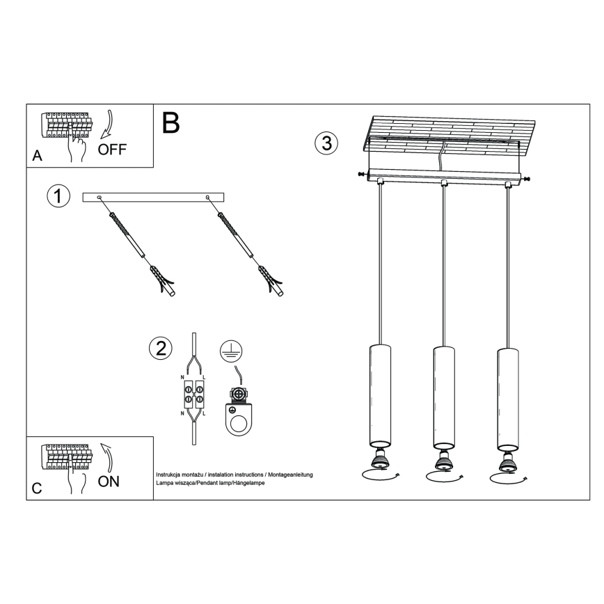 Hanglamp aan een koord LAGOS 3xGU10/10W/230V groen