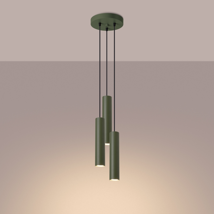 Hanglamp aan een koord LAGOS 3xGU10/10W/230V groen