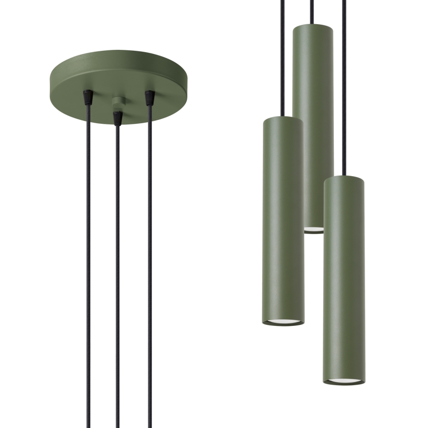 Hanglamp aan een koord LAGOS 3xGU10/10W/230V groen