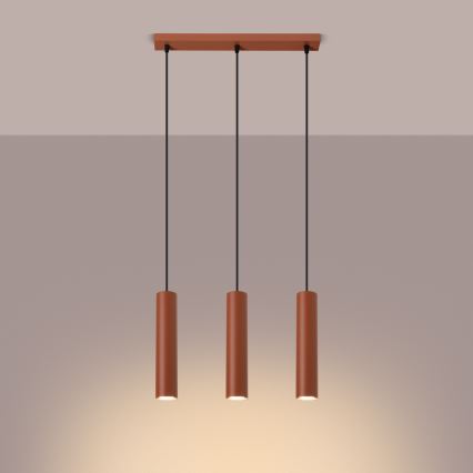 Hanglamp aan een koord LAGOS 3xGU10/10W/230V rood