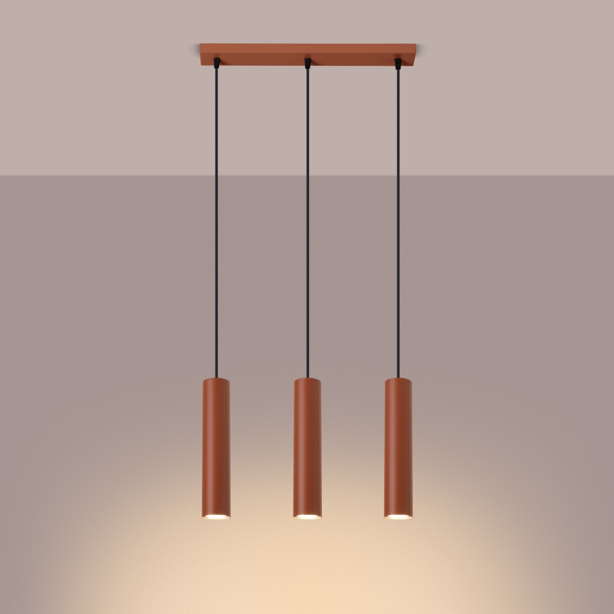 Hanglamp aan een koord LAGOS 3xGU10/10W/230V rood