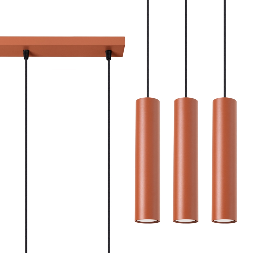 Hanglamp aan een koord LAGOS 3xGU10/10W/230V rood