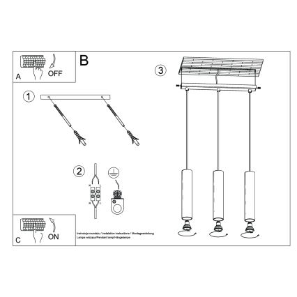 Hanglamp aan een koord LAGOS 3xGU10/10W/230V rood