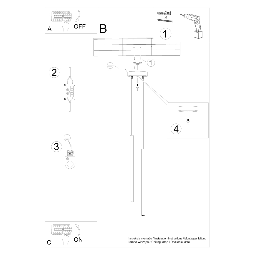 Hanglamp aan een koord PASTELO 2xG9/8W/230V crème