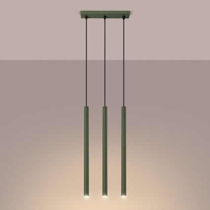 Hanglamp aan een koord PASTELO 3xG9/8W/230V groen