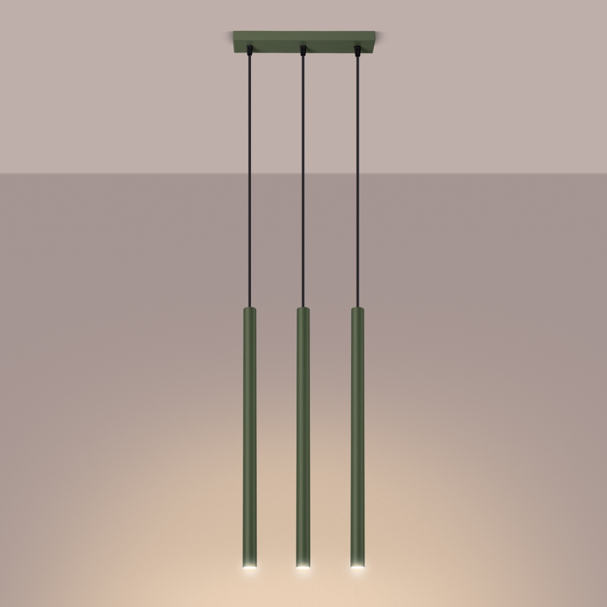 Hanglamp aan een koord PASTELO 3xG9/8W/230V groen