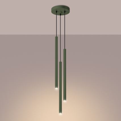 Hanglamp aan een koord PASTELO 3xG9/8W/230V groen