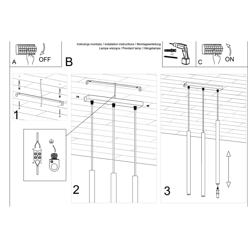 Hanglamp aan een koord PASTELO 3xG9/8W/230V groen