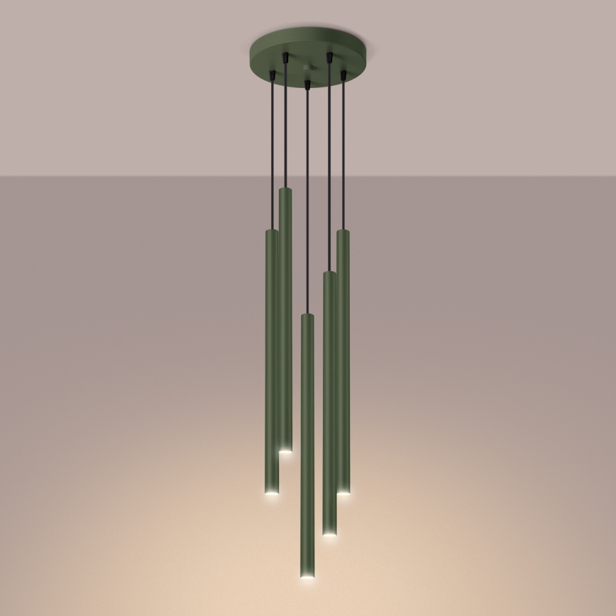 Hanglamp aan een koord PASTELO 5xG9/8W/230V groen