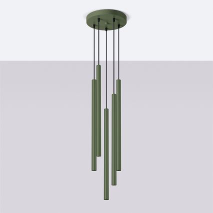 Hanglamp aan een koord PASTELO 5xG9/8W/230V groen