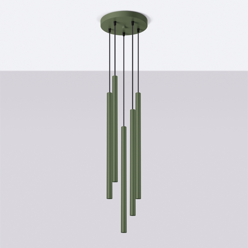 Hanglamp aan een koord PASTELO 5xG9/8W/230V groen