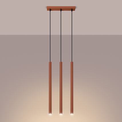 Hanglamp aan een koord PASTELO 3xG9/8W/230V rood