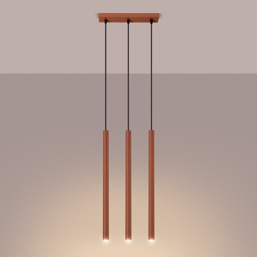 Hanglamp aan een koord PASTELO 3xG9/8W/230V rood