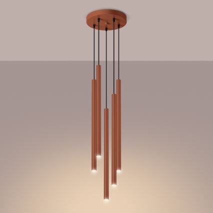 Hanglamp aan een koord PASTELO 5xG9/8W/230V rood